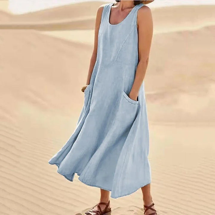 Levoire | Robe D'Été Maximekko À Manches Longues Style Moderne Bleu ciel
