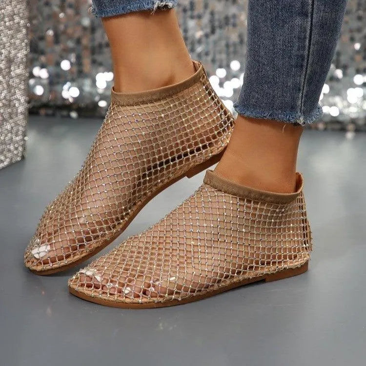 Levoire | Sandales à paillettes avec design en strass Beige