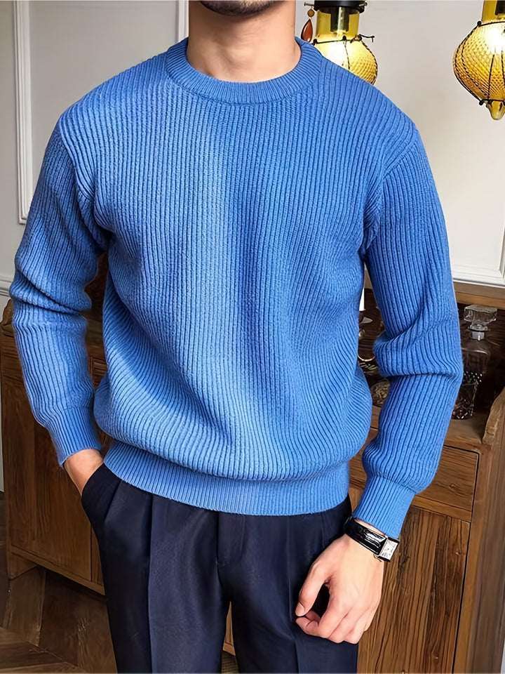 Levoire | Sweat-Shirt Design À Col Rond En Tricot Câble Élégant Pour Hommes Bleu