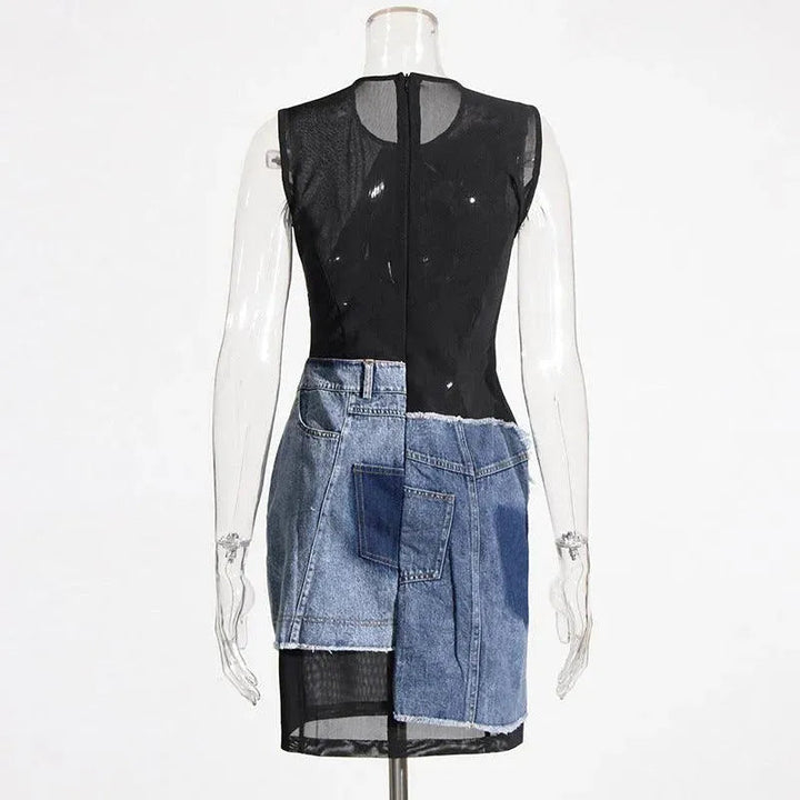 Levoire | Robe Sans Manches En Maille Avec Fermeture Et Détails Jean