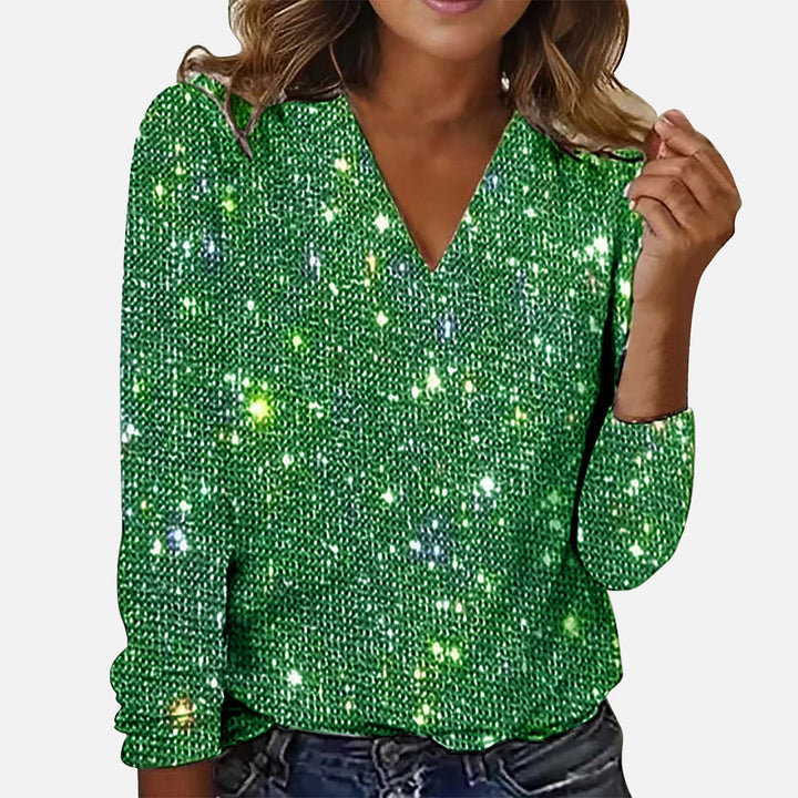 Levoire | Chemisier À Col V Et Diamants Vert