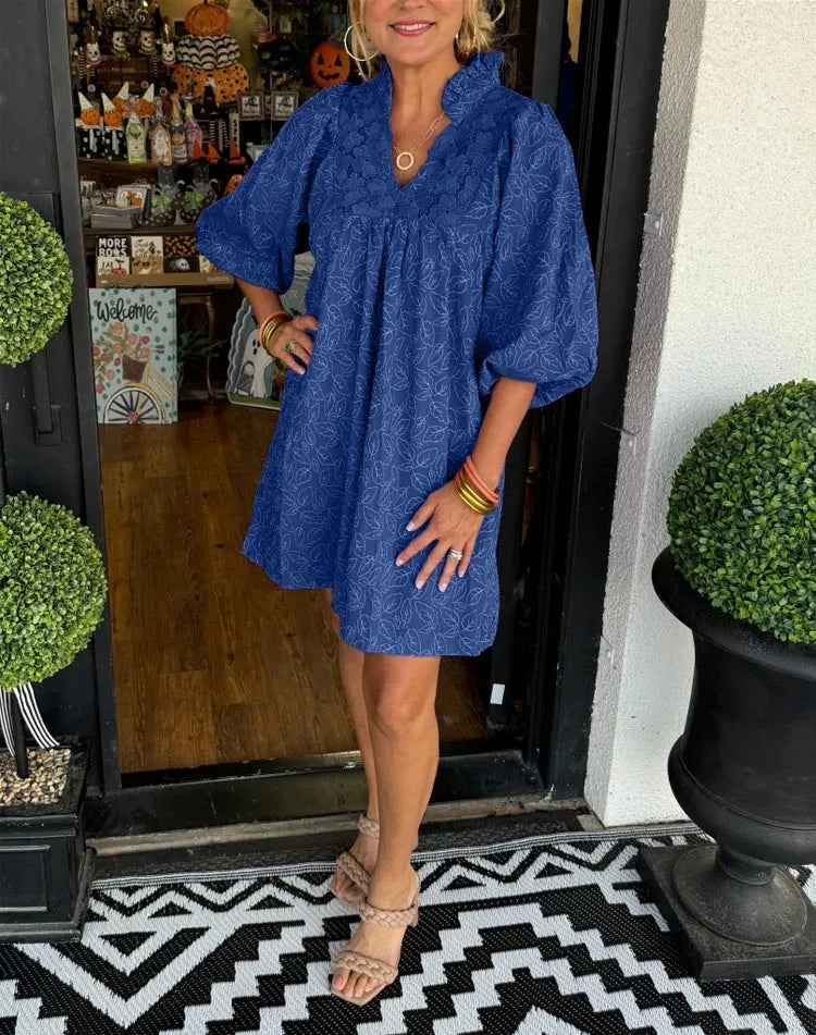 Levoire | Détail Volant Robe A-Line Bleu foncé