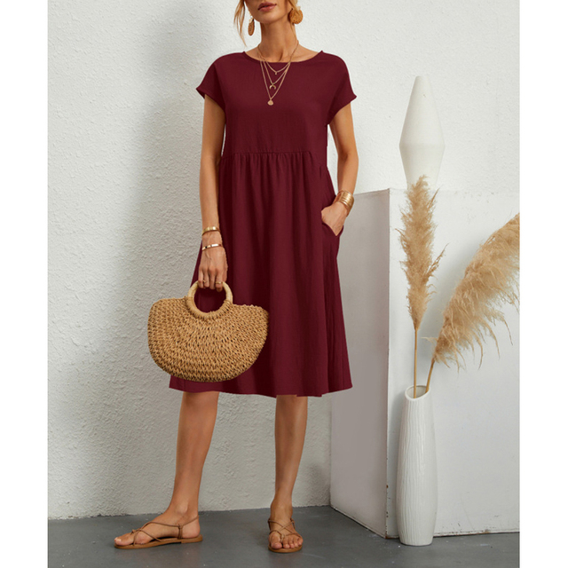Levoire | Robe D'Été Midi Basique Bordeaux