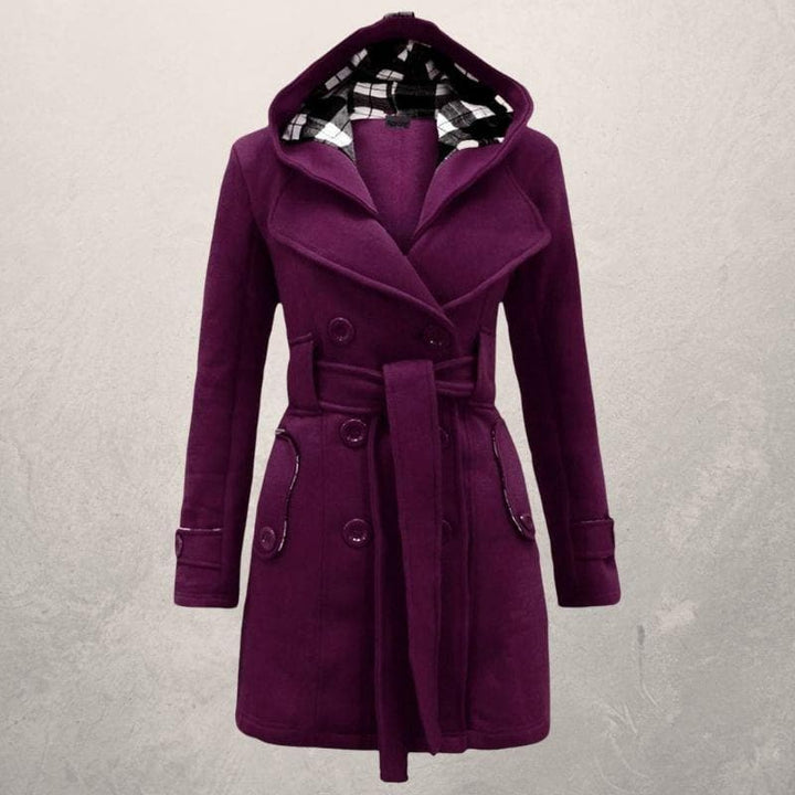 Levoire | Veste À Capuche Ceinturée À Manches Longues Avec Bouton Lilla