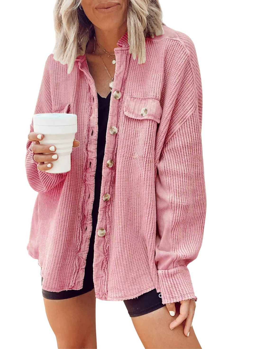 Levoire | Blouse À Boutons À Manches Longues Et Veste Matelassée Rosa
