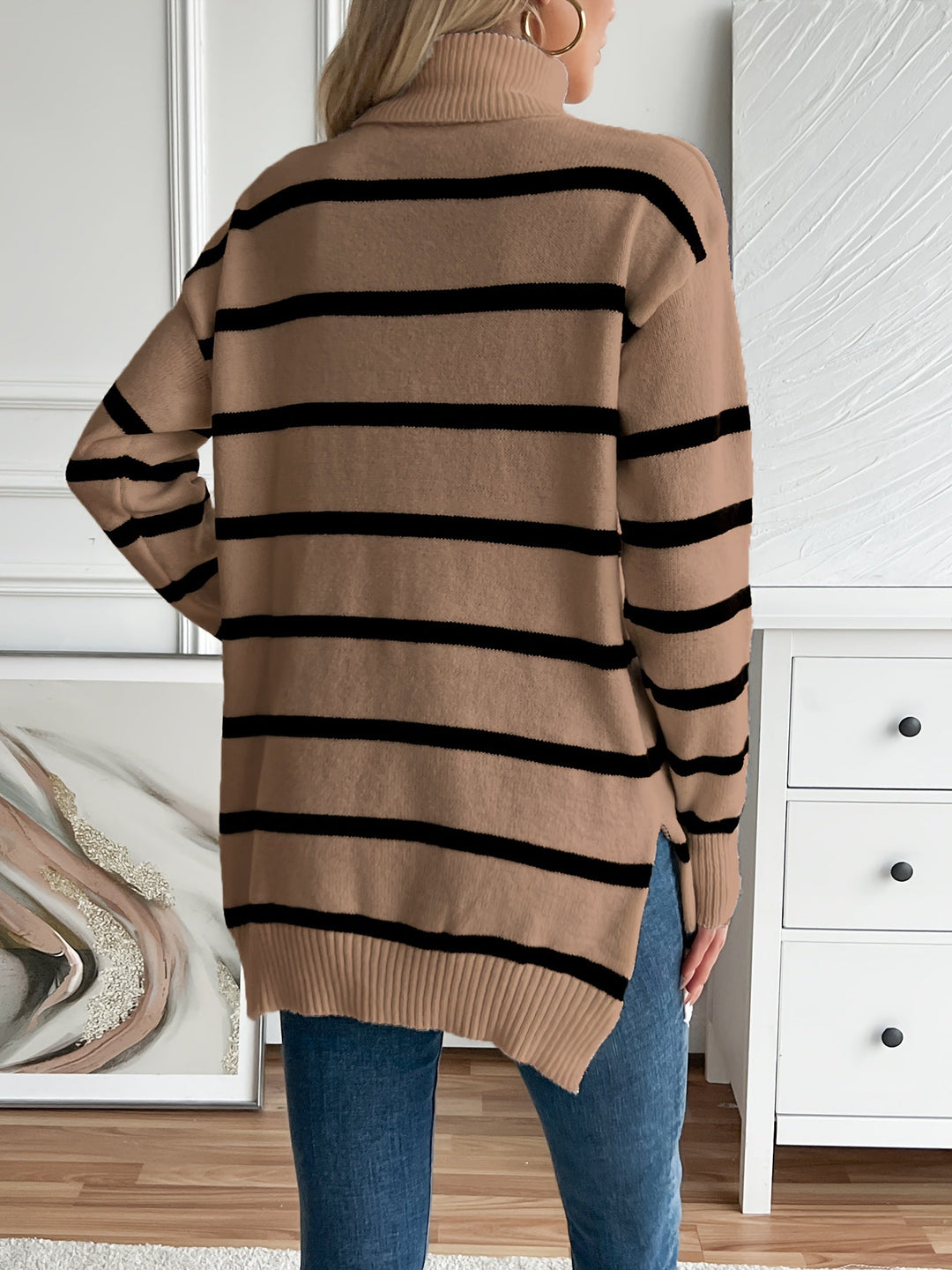 Levoire | Chemise En Peluche Rayée Longue Et Chaude