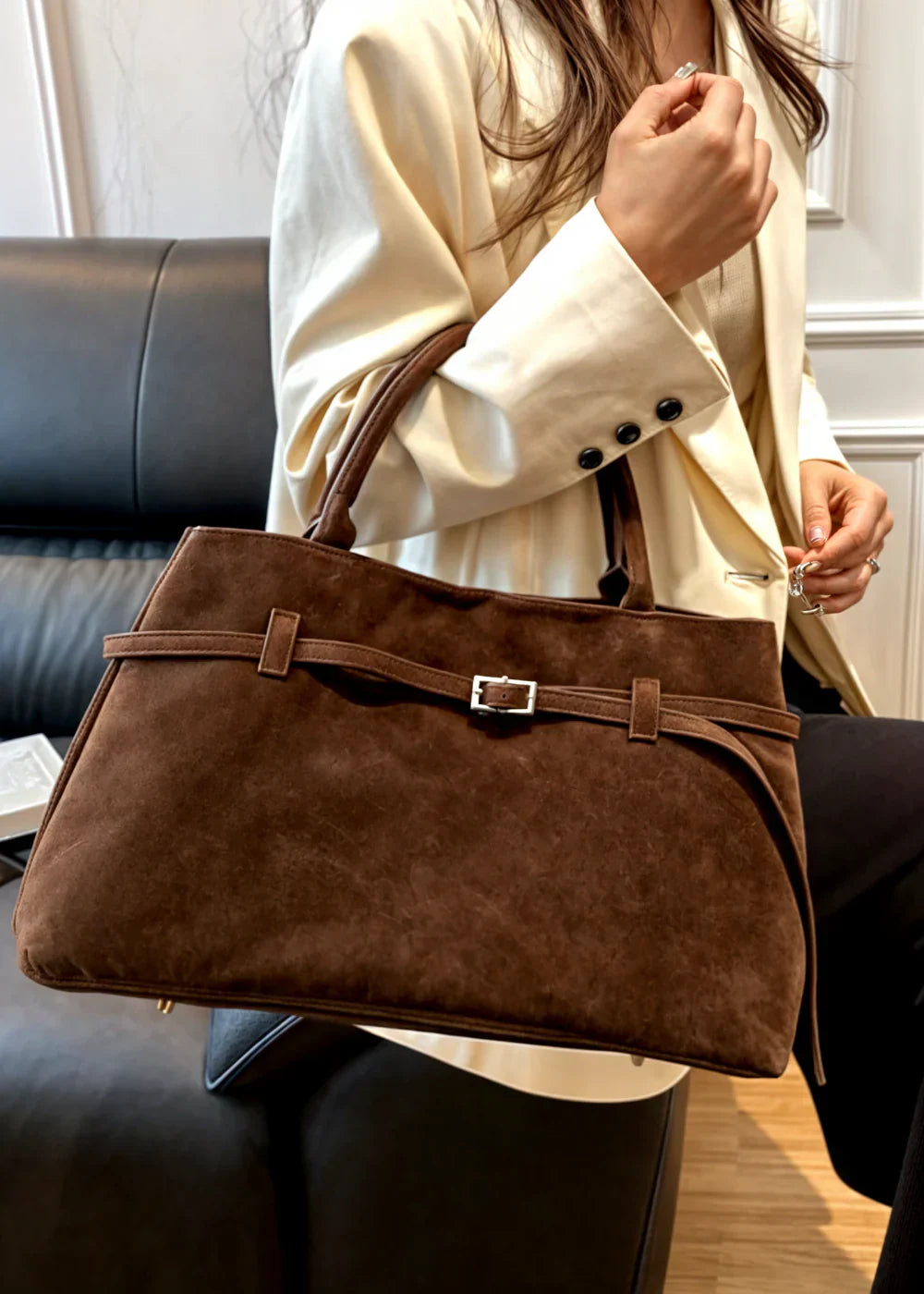 Levoire | Sac en nubuck et cuir BB style rétro