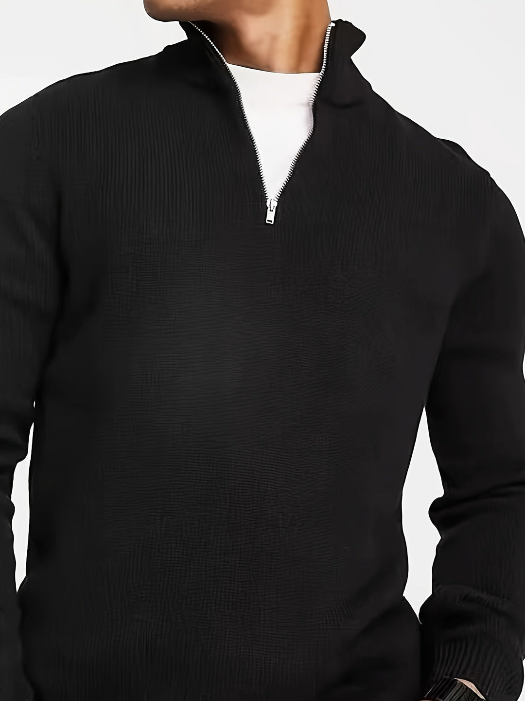 Levoire | Pull-Over Uni Avec Zip Mi-Long Et Col