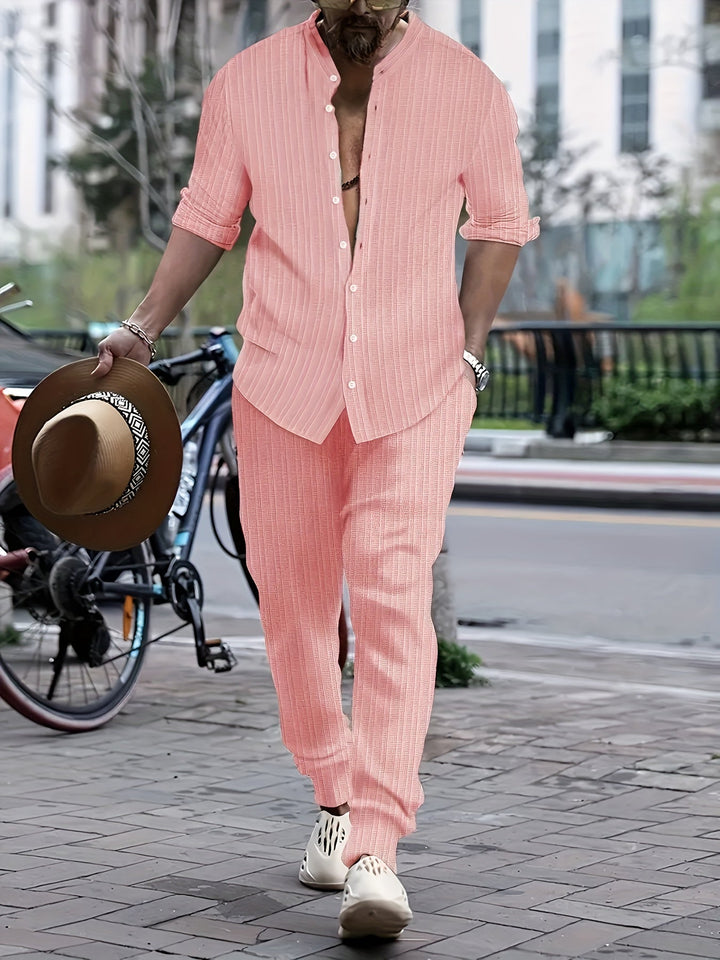 Levoire | T-Shirt À Manches Longues Unicolore Et Pantalons De Survêtement Couleur rose pâle