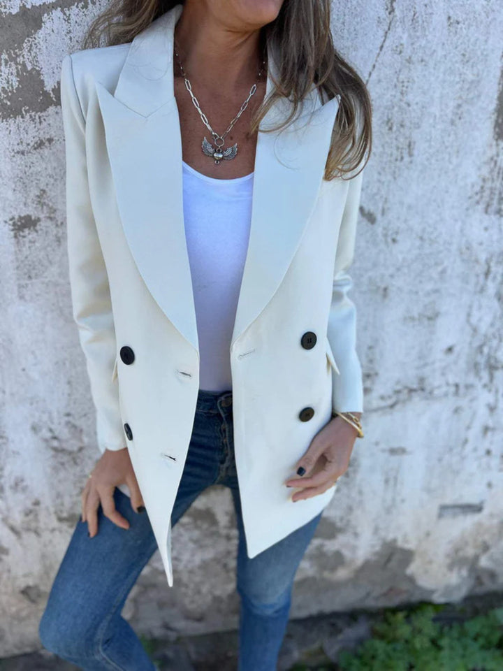 Levoire | Blazer À Col Classique À Manches Longues En Taille Entière Ivoire