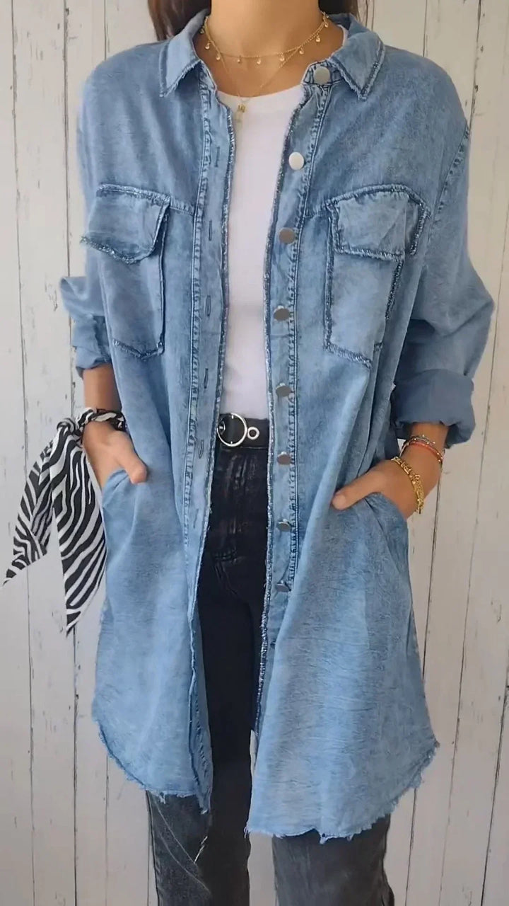 Levoire | Chemise longue confortable en faux denim