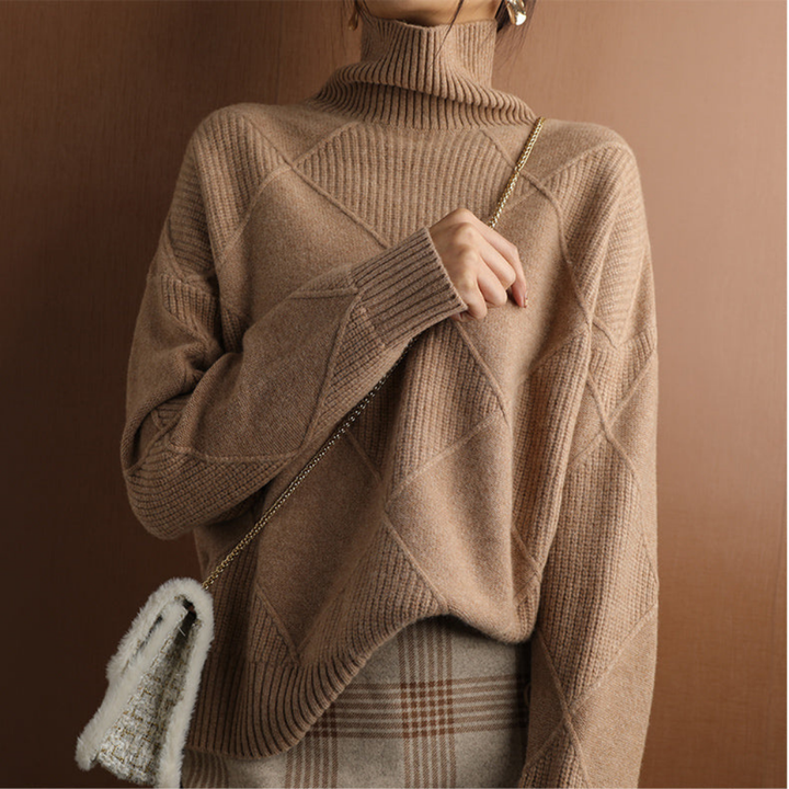 Levoire | Pull À Col Roulé Élégant Avec Structure Losangée