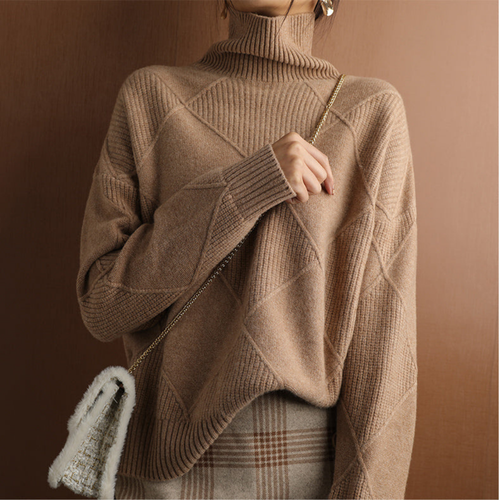 Levoire | Pull À Col Roulé Élégant Avec Structure Losangée