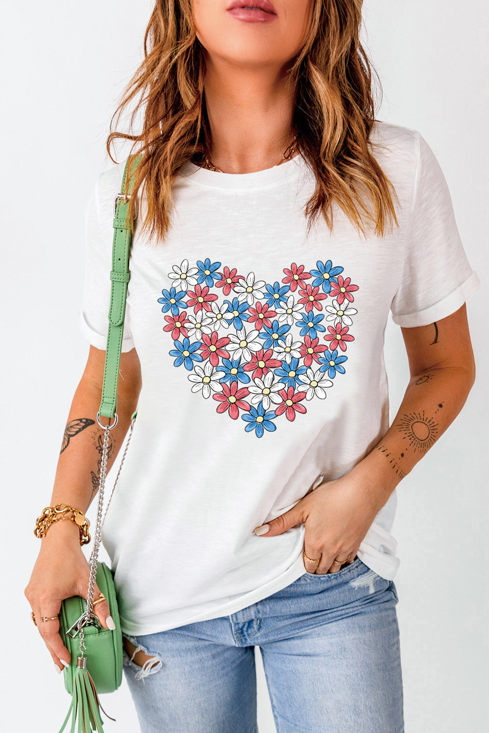 Levoire | Fleurs Graphique Col Rond Manches Courtes T-shirt