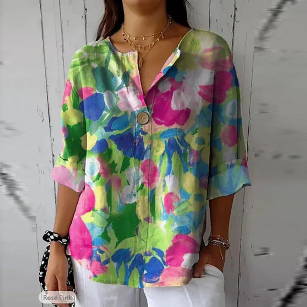 Levoire | Chemisier À Col Rond Et Imprimé Floral Pour - Femmes - Décontracté Multicolore 1