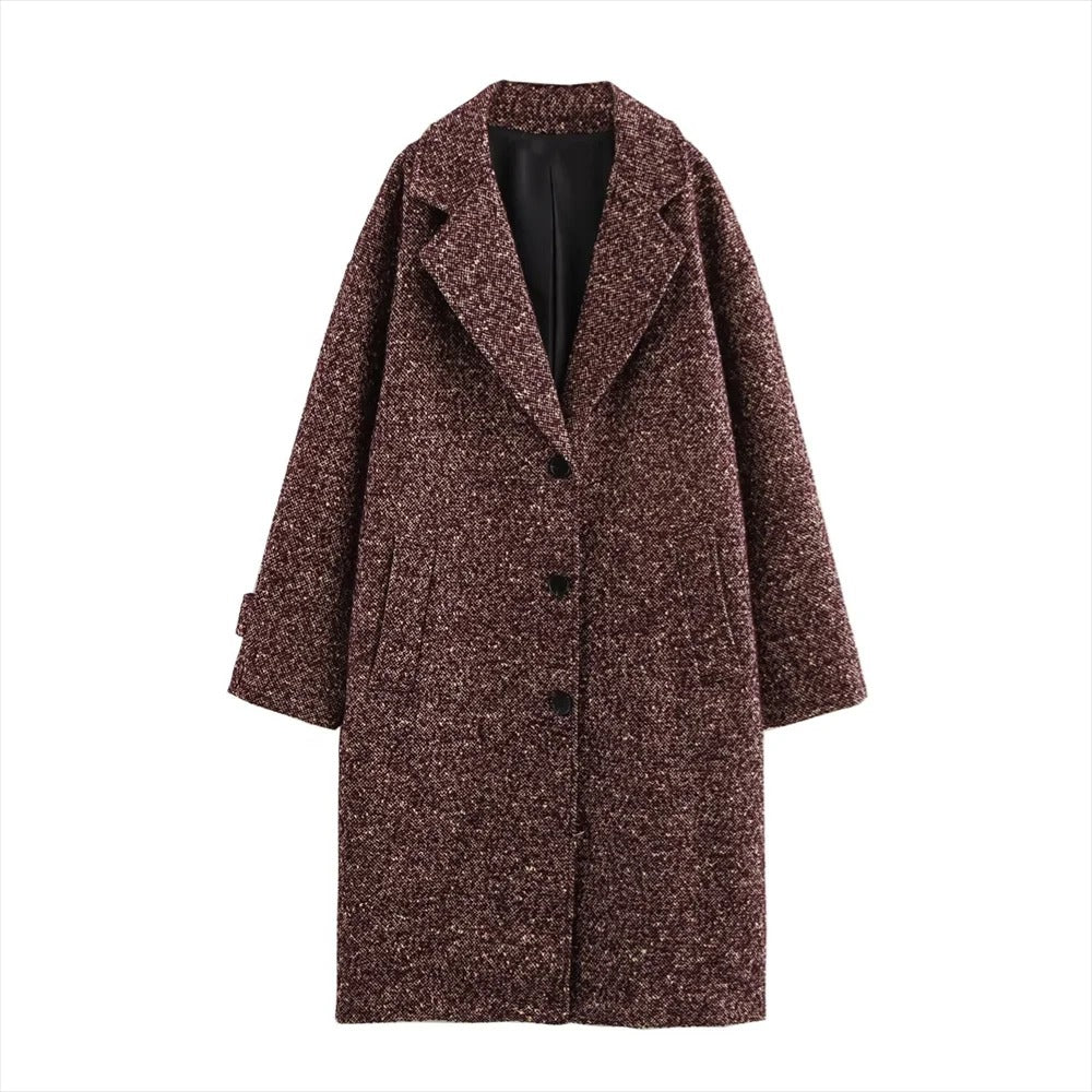 Levoire | Manteau Long En Laine Avec Coupe Classique Burgundry