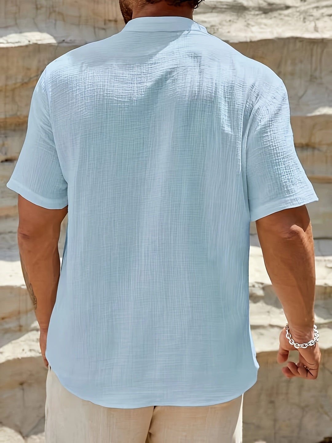 Levoire | Chemise Henley En Coton Pour Hommes À Manches Courtes