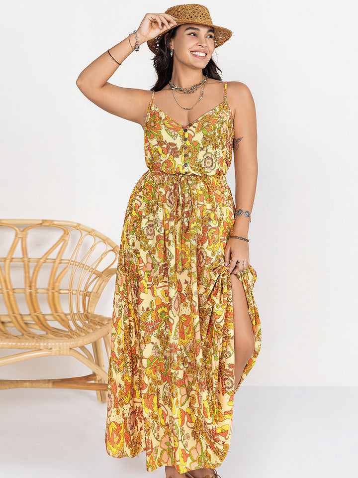 Levoire | Plus Size Robe Maxi Cami Imprimée À Col V Or