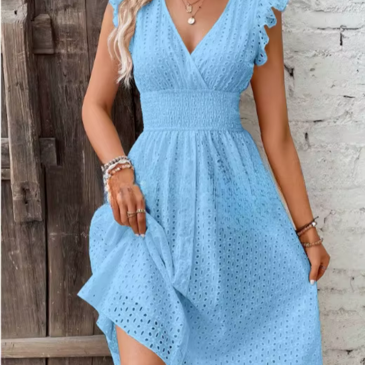 Levoire | Robe En Broderie Romantique Pour L'Été Bleu