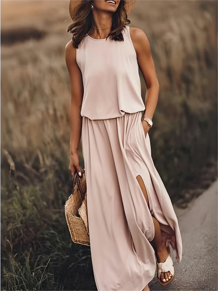 Levoire | Robe Maxi Boho Unie En Modal Dans Différentes Couleurs Khaki