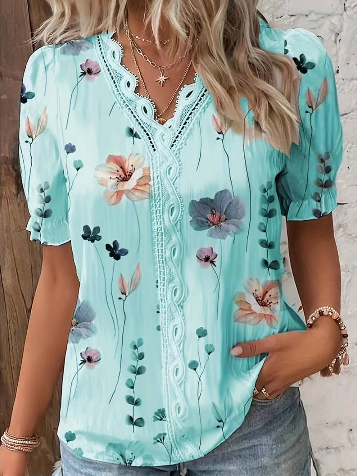 Levoire | Blouse À Bordure En Dentelle Fleurie Vert clair