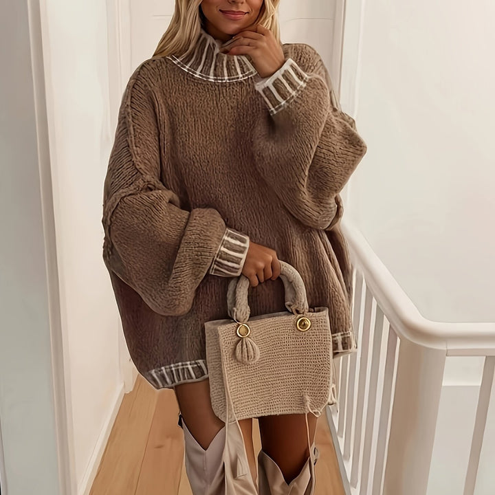 Levoire | Pull À Col Rond Avec Motif Contrastant Oliv marron