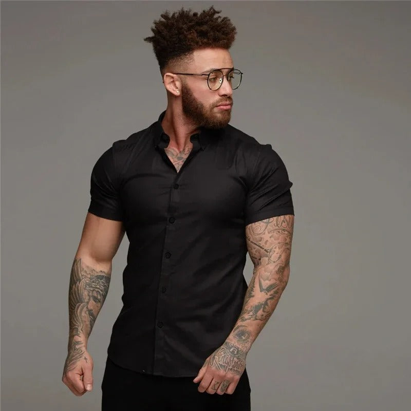Levoire | Noir Léger Mouvement Chemise Homme noir