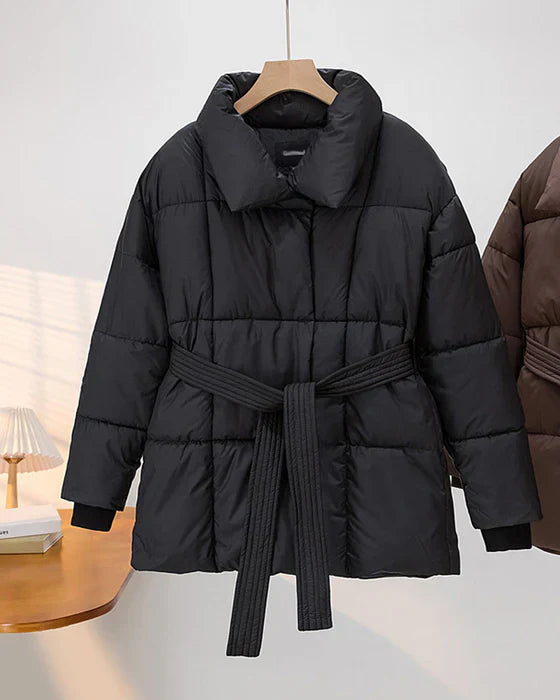 Levoire | Veste Matelassée Avec Revers Dans Une Couleur Simple Noir