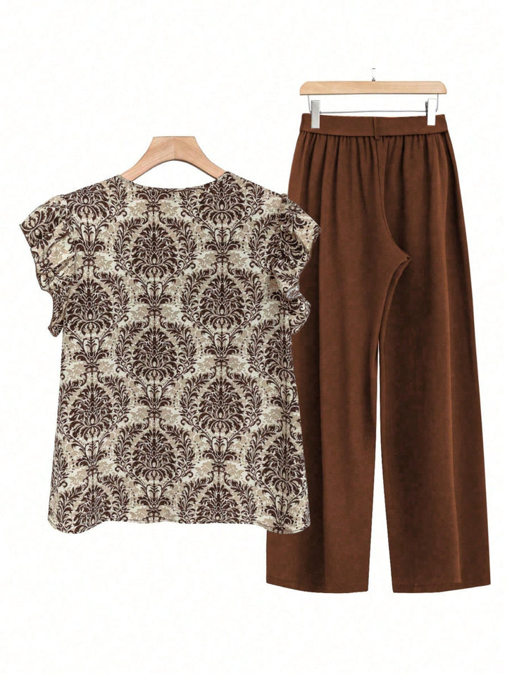 Levoire | Cap Ruffle Top Et Pantalon Set