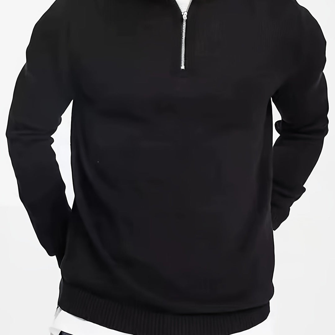 Levoire | Pull-Over Uni Avec Zip Mi-Long Et Col