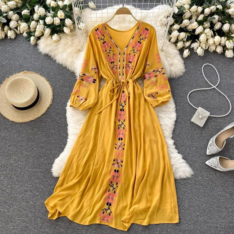 Levoire | Robe mi-longue pour femmes Jaune Une taille