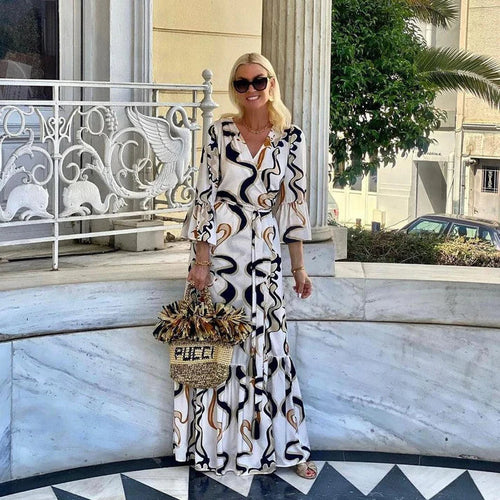 Levoire | Robe Maxi À Manches Longues Populaire Avec Décolleté En V