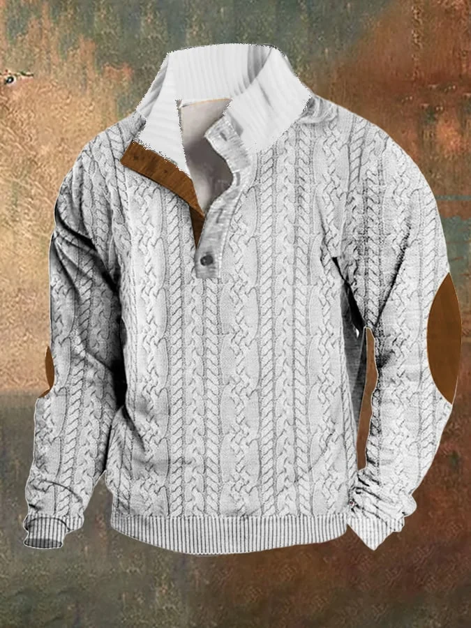 Levoire | Pull Homme Avec Col Montant Et Panneaux De Couleur Décontracté Et Élégant Blanc