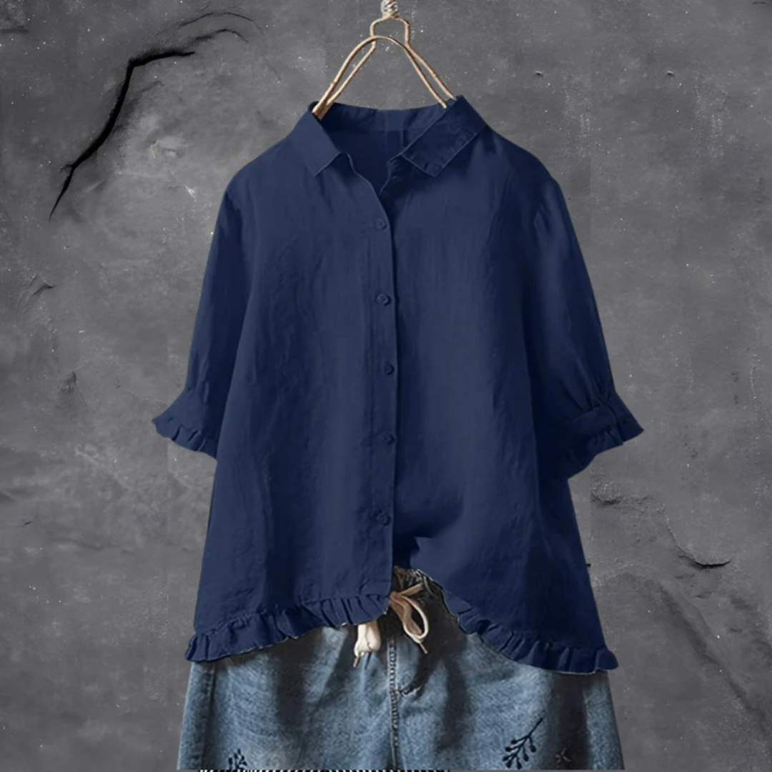 Levoire | Chemise Boutonnée À Coupe Ample Pour - Femmes - Confortable Bleu Marine