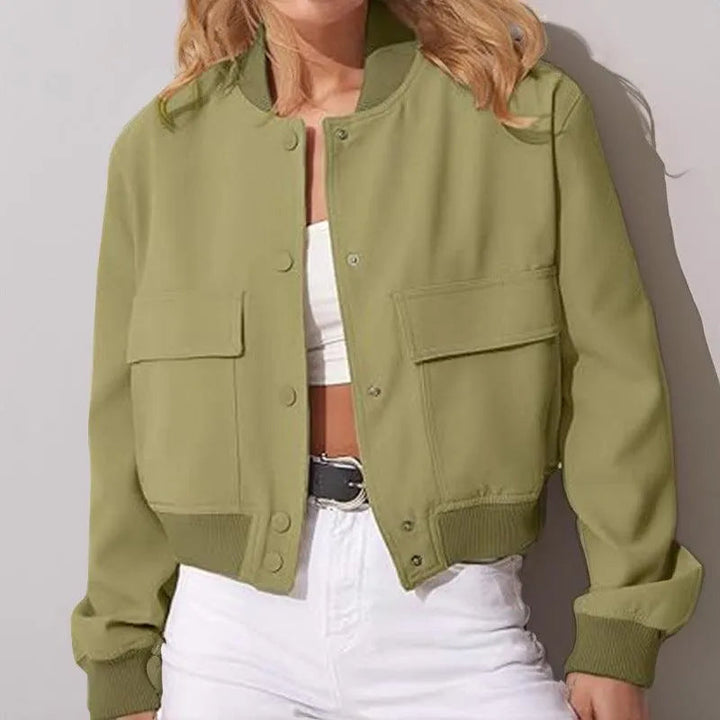 Levoire | Veste avec bouton et grandes poches Vert olive