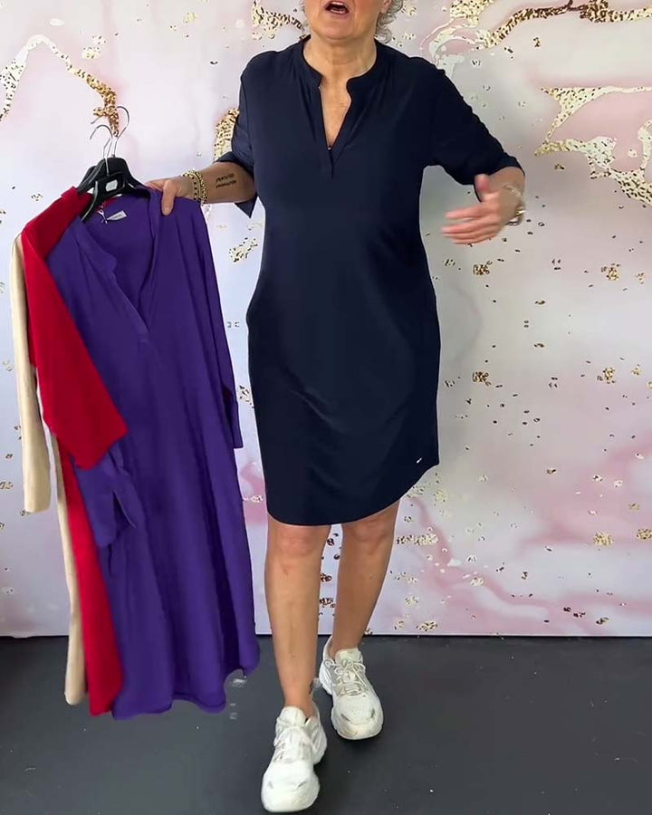 Levoire | Robe midi col V Bleu marine