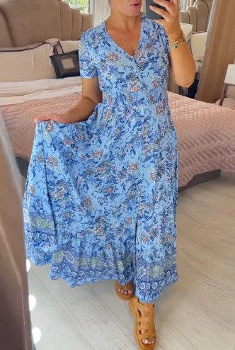 Levoire | Avec Motif Floral Et En V Coup Bleu