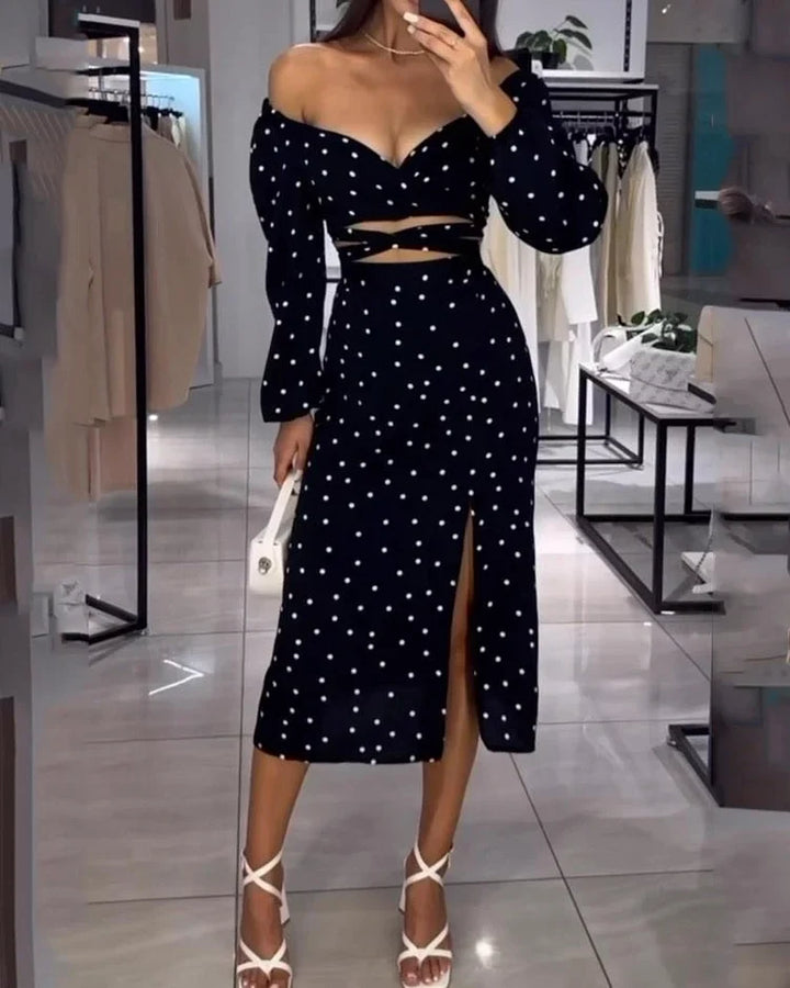 Levoire | Robe Élégante À Pois Avec Fente