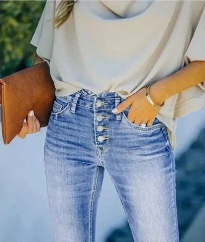 Levoire | Chic Lâche Avec Boutons Jean Pantalon
