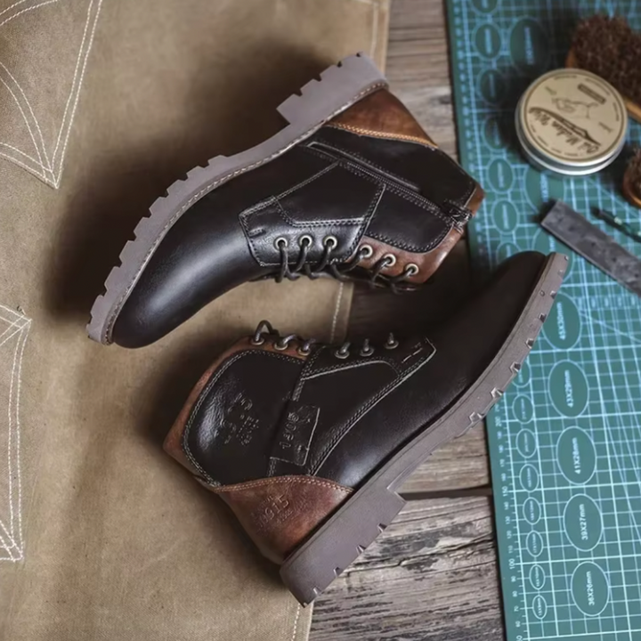 Levoire | Bottines rétro en cuir dans le style de la récolte du vin