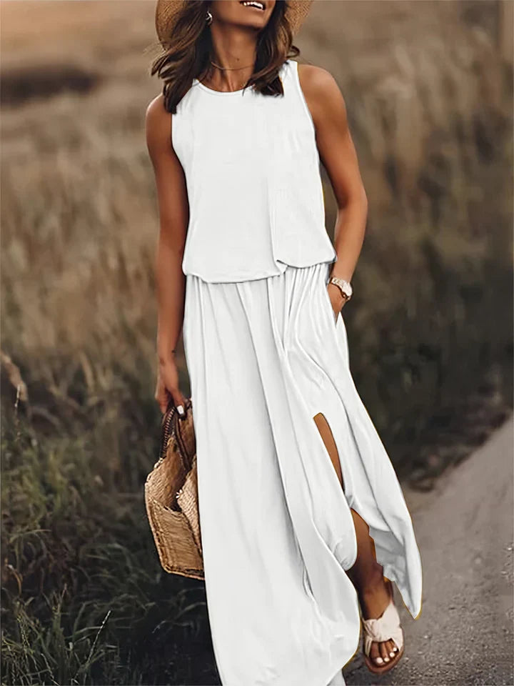 Levoire | Robe Maxi Unie Pour Femmes Blanc