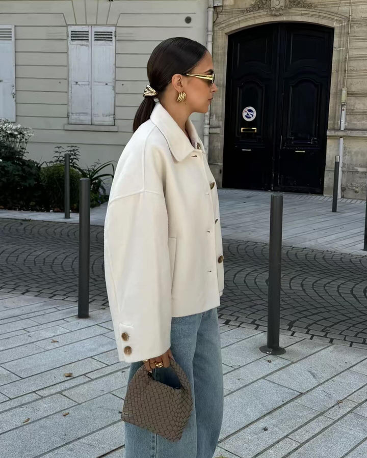 Levoire | Veste Élégante Avec Col Retourné Automne Blanc