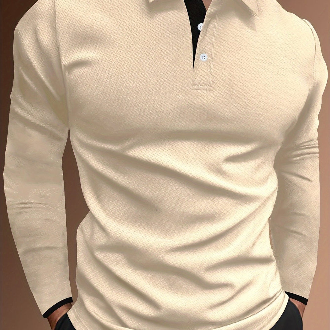 Levoire | T-Shirt À Motif Ondulé À Col Revers Et À Manches Longues Beige