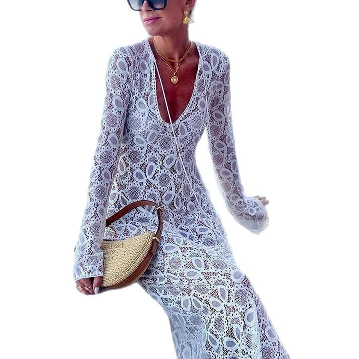 Levoire | Robe longue en dentelle transparente