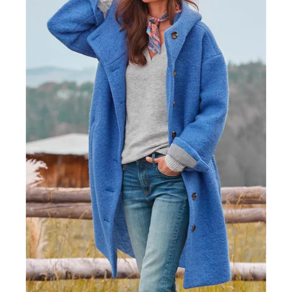 Levoire | Chic Manteau Long Épais Pour Femmes Bleu