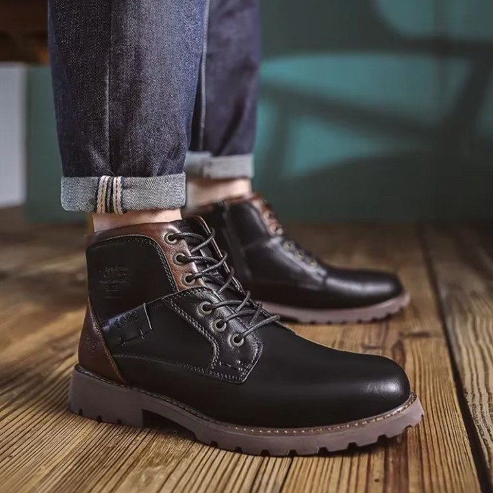 Levoire | Bottes En Cuir Rétro Style Cueillette De Raisins Noir