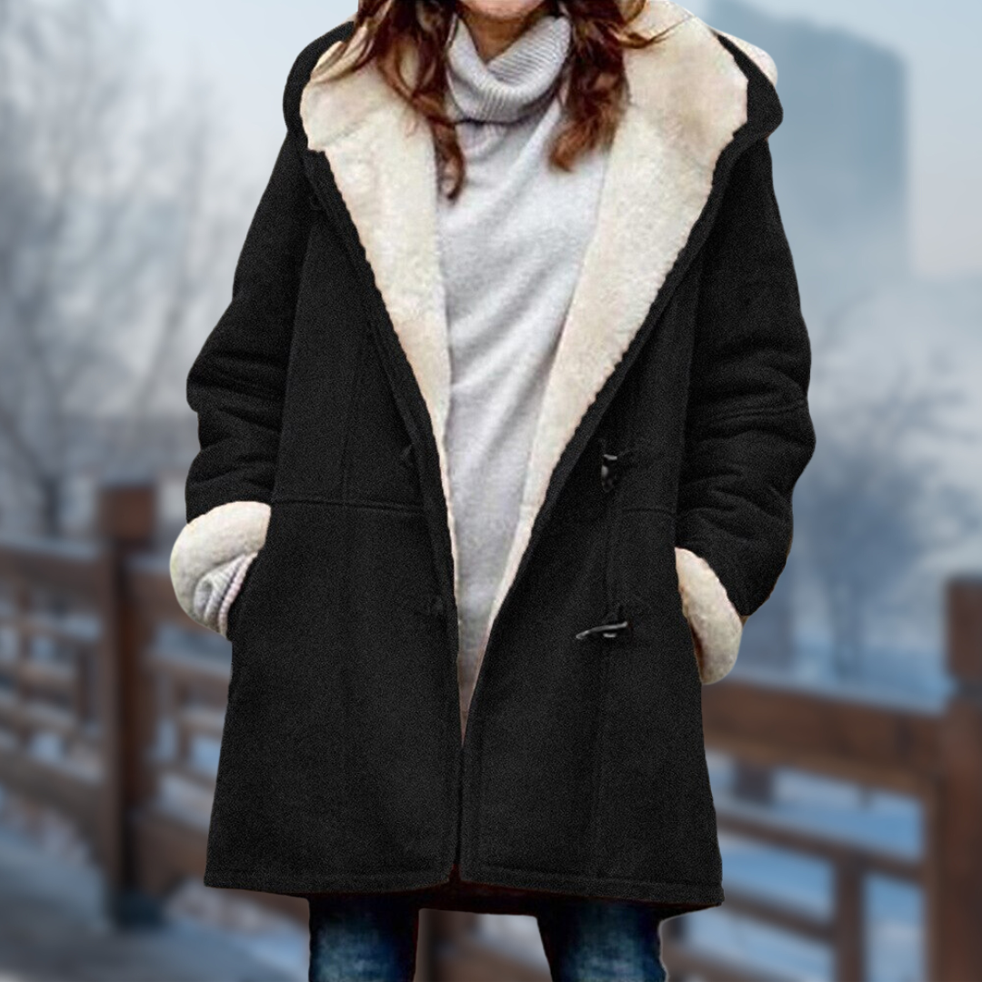 Levoire | Veste Polaire Longue Douce Et Confortable Pour Femmes Avec Capuche Noir