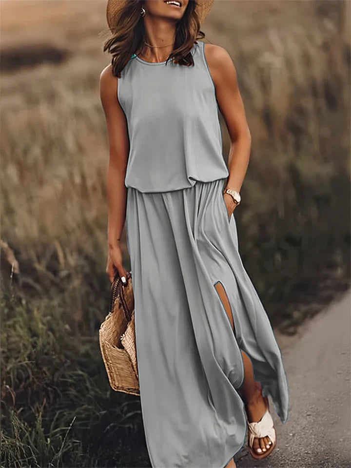 Levoire | Robe Maxi Unie Pour Femmes Gris