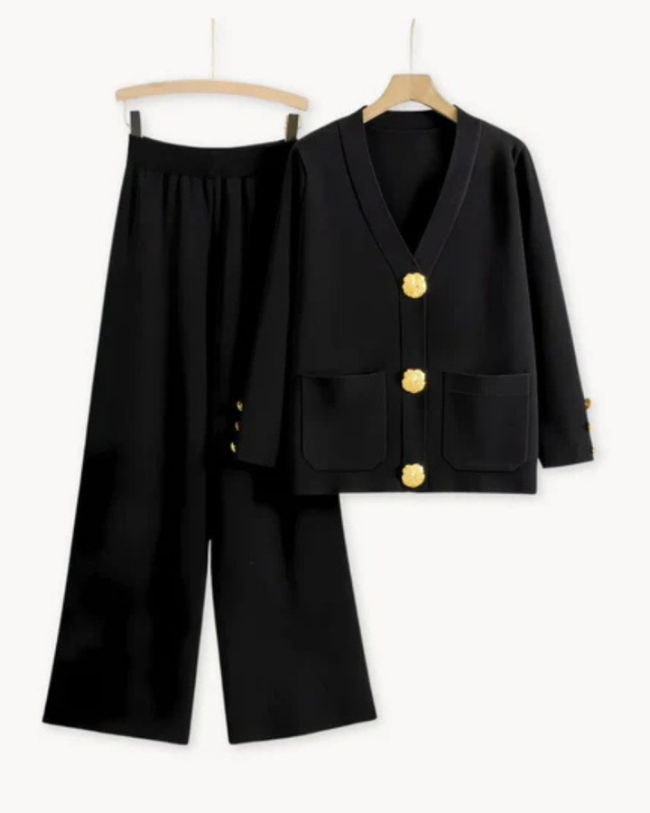 Levoire | Ensemble de gilet en tricot élégant Noir