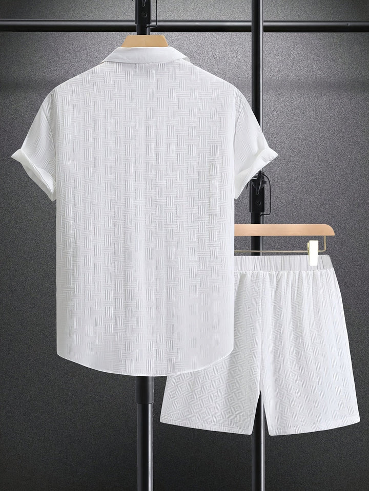 Levoire | Costume Rayé Pour Hommes Avec Col Rétro Et Manches Courtes